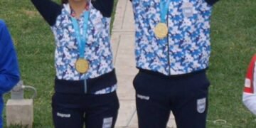 Juegos Suramericanos Santa Fe 2026: La alegría de Fer Russo y Julián Gutiérrez con su medalla de oro en tiro